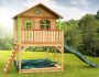Holz-Kinderspielhaus auf Stelzen Sandkasten Garten 173x113cm Innenma braun/grn